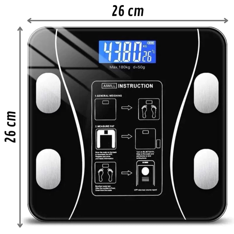 Balança Digital de Bioimpedância Até 180 kg – Análise Corporal Bluetooth com App