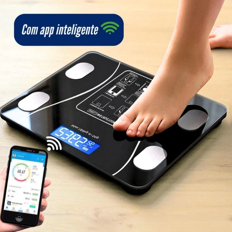 Balança Digital de Bioimpedância Até 180 kg – Análise Corporal Bluetooth com App