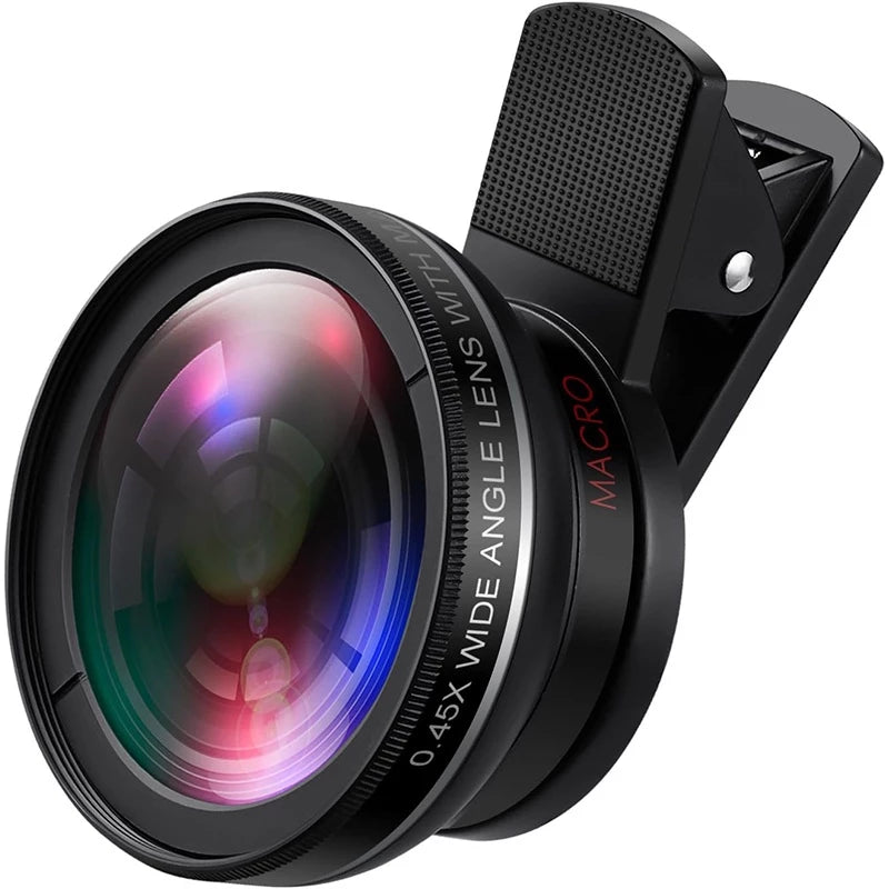 Lente de Celular AUXOM 0.45X Grande Angular + Macro Profissional – Fotografia e Vídeo com Smartphone