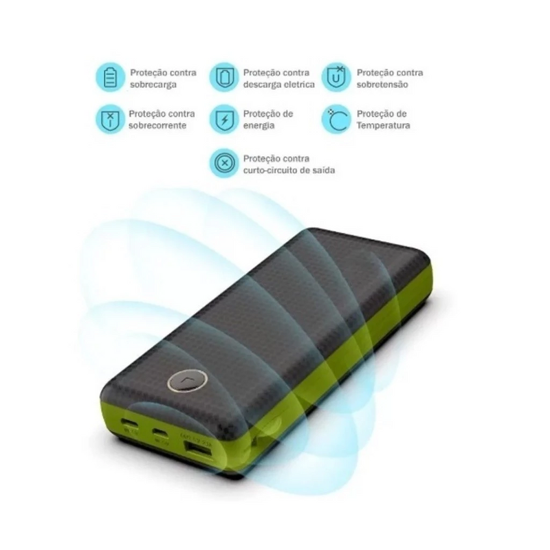 Power Bank 20000 mAh PN-959 – Carregador Portátil Rápido USB / Entrada Tipo-C e USB-A